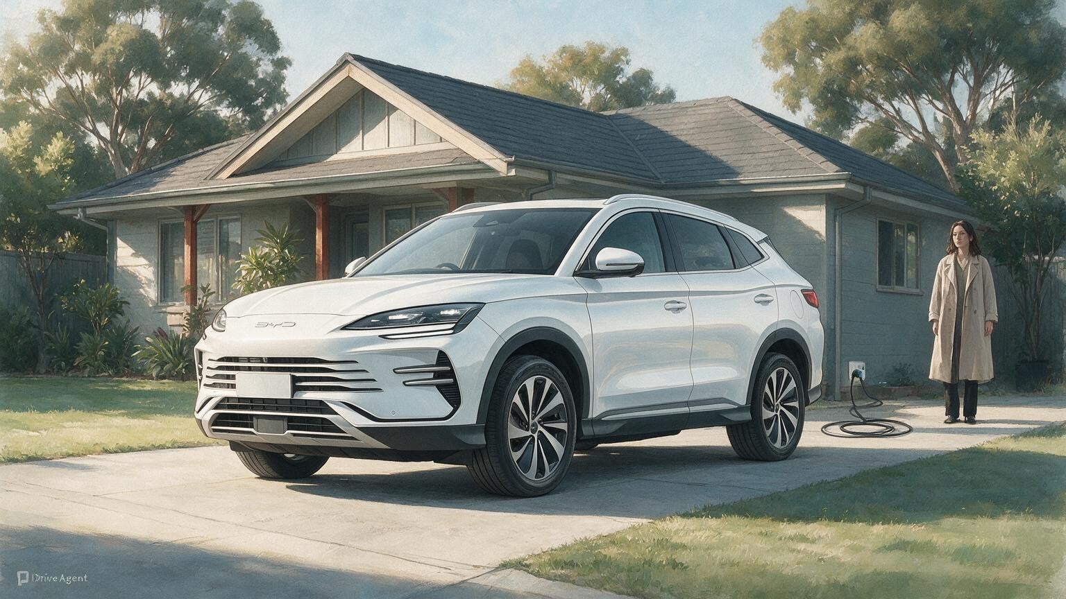 AI editorial illustration of the BYD Sealion 6 Dynamic Extended Range plug-in hybrid
