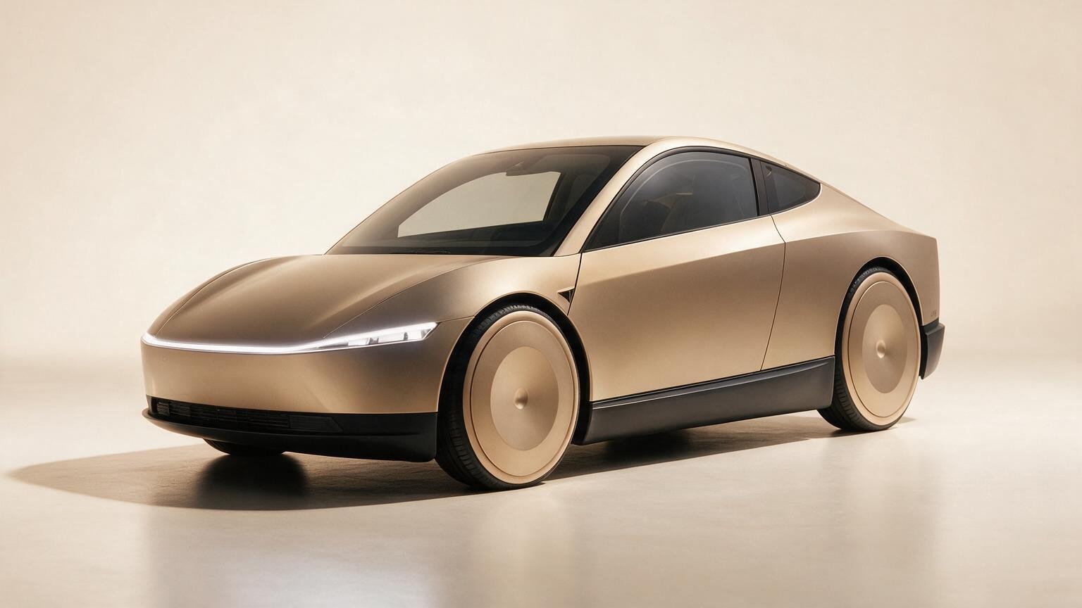 AI editorial illustration of a Tesla Cybercab