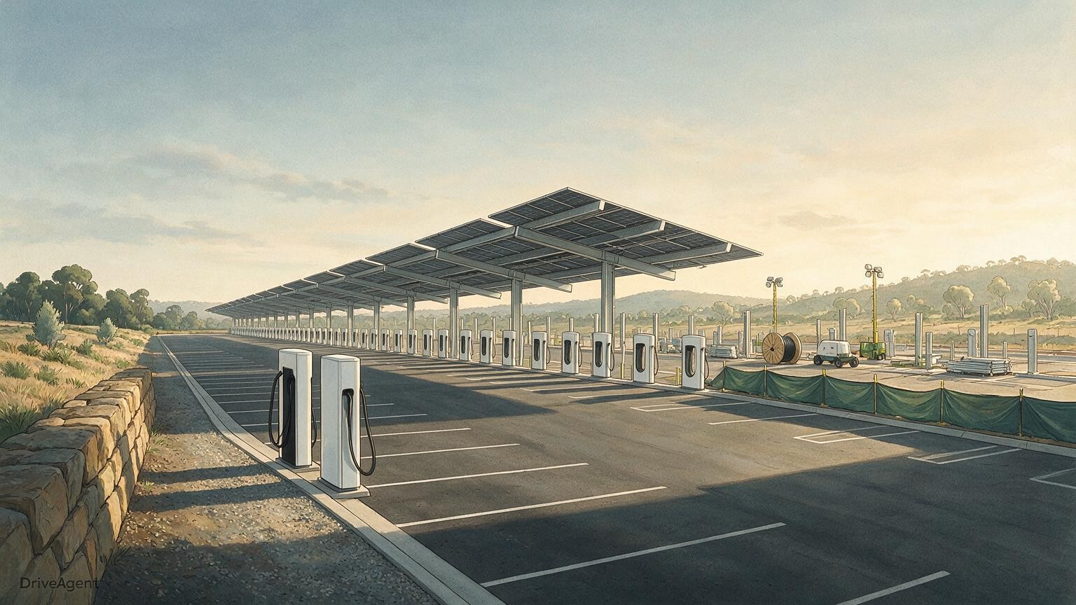 Concept illustration for: Tesla Supercharger network passes 85,000 stalls across 9,000 sites worldwide