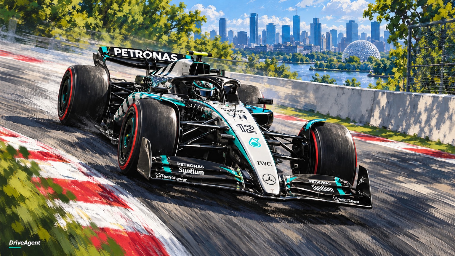 Editorial illustration of Mercedes-AMG W17, Mercedes car number 12, in a racing setting