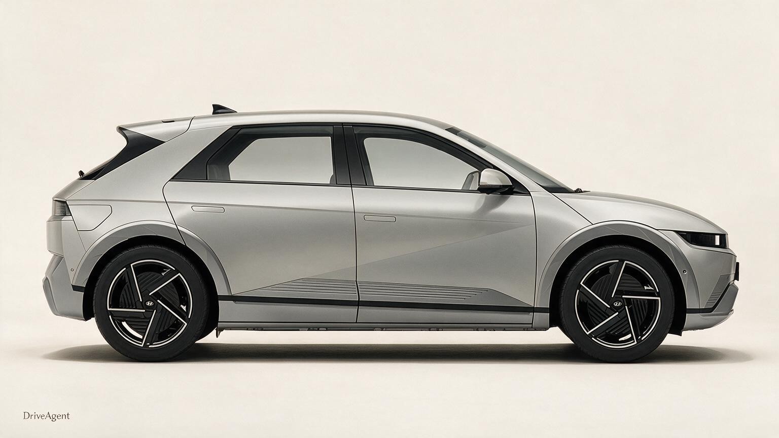 AI editorial illustration of a Hyundai IONIQ 5